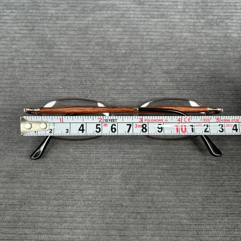 Stick it Oval Copper Metal Y2kEyeglasses Wood Grain Temples C.2 48-21-140